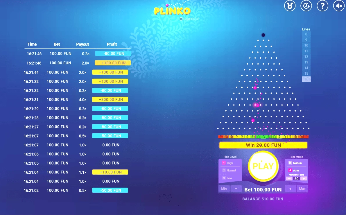 Профессиональная игра в Plinko на деньги
